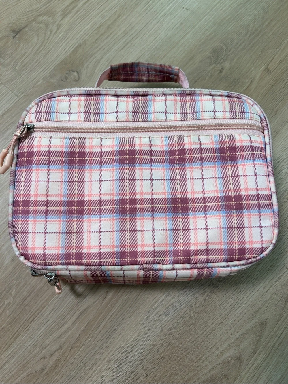 Kids Plaid School Backpack with Bunny Charm-Girls Bunny Backpack with lunchbox